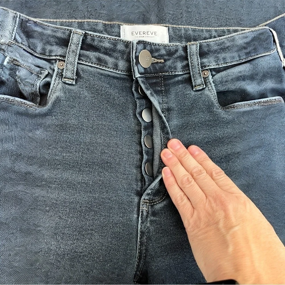 Evereve The Ever Straight High Rise Straight Leg Jeans Dark Wash Size 27